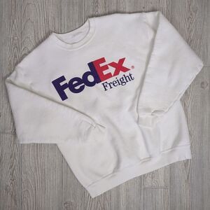 Vintage FedEx Freight Men’s Large White Crewneck Pullover Sweater